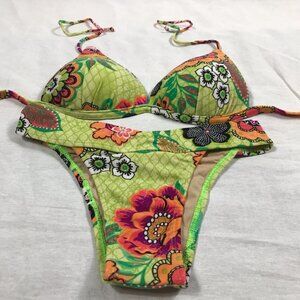 Recco Size Medium Brazilian Green Tropical Print Bikini. New With Tags.